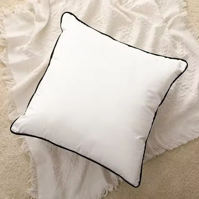 Housse de coussin en velours doux noir et blanc aux finitions soignées, 45x45 50x50 30x50