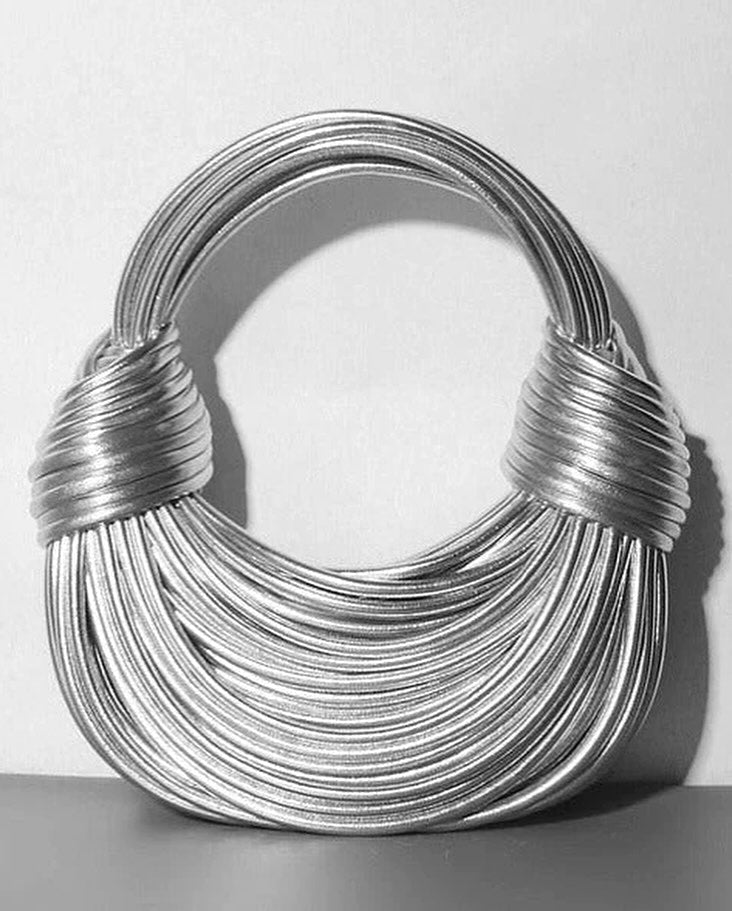 Alix Sac Cabas à Anse Nouée en Similicuir Texturé Doré Métallisé avec Bandoulière Amovible, Léger et Structuré - Hommfer
