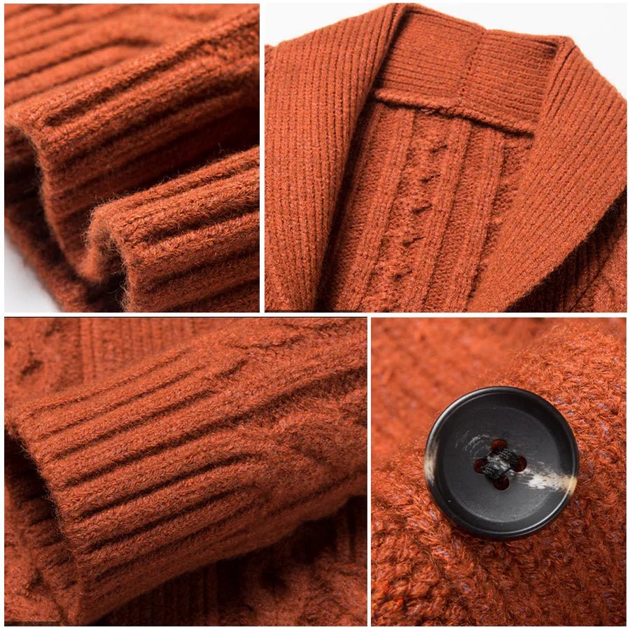 Ariette Cardigan en laine mélangée, maille jacquard brossée à col châle, tricoté à la main pour douceur au quotidien - Hommfer