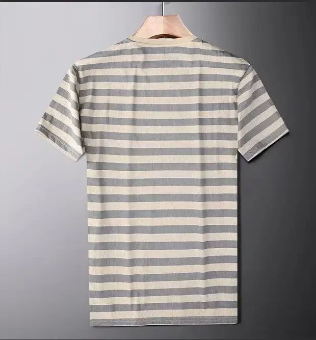 Auden Striped Slim Fit Shirt in Cotton-Silk for Moisture-Wicking, Quick-Dry Comfort - Hommfer