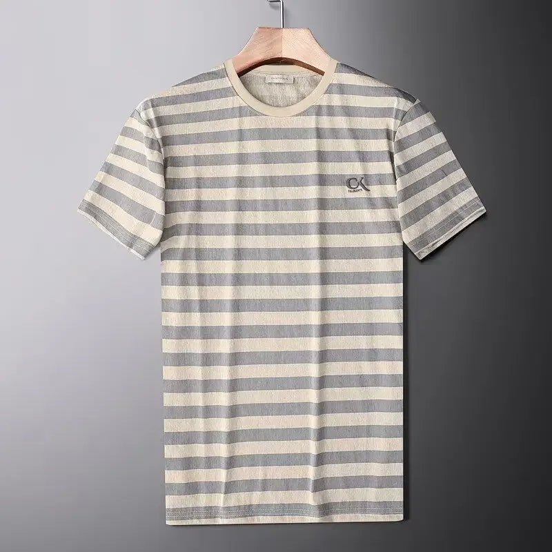 Auden Striped Slim Fit Shirt in Cotton-Silk for Moisture-Wicking, Quick-Dry Comfort - Hommfer