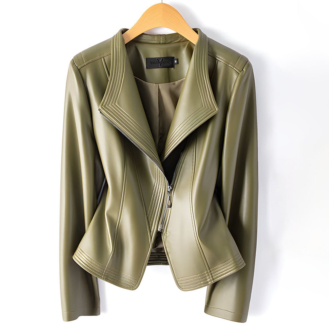 Aurore Veste Moto en Cuir de Mouton Souple avec zip asymétrique, coupe ajustée et doublure en coton - Hommfer
