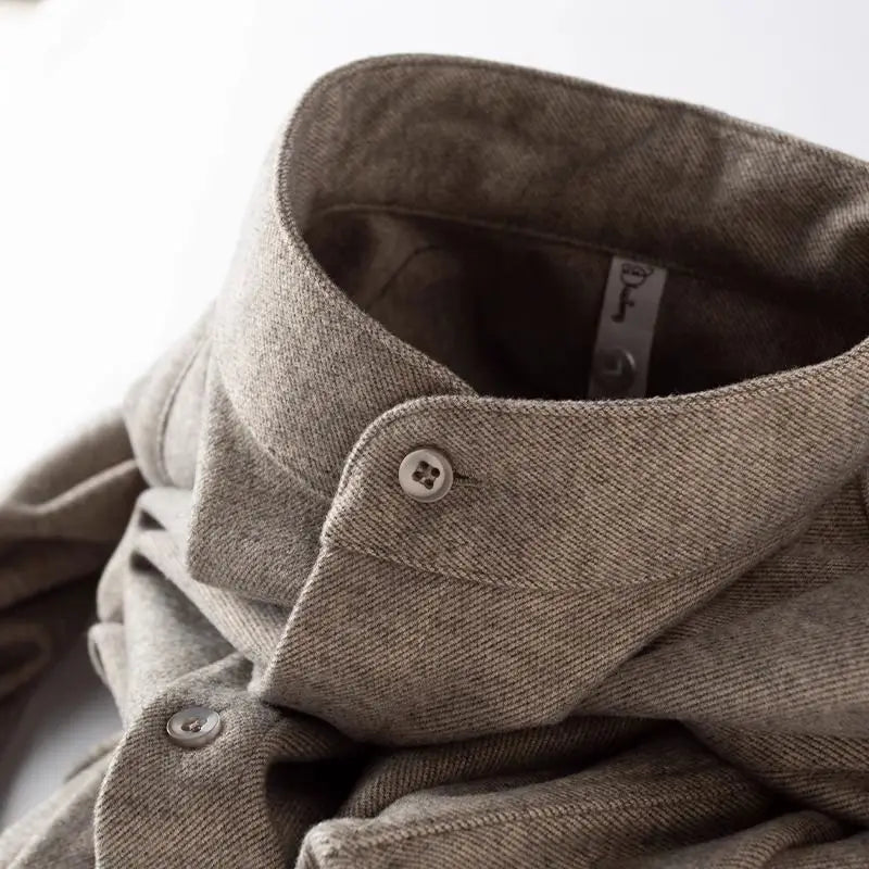 Bastien Chemise en flanelle épaisse et chaude à col montant pour temps froid - Hommfer