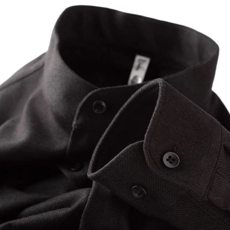 Bastien Chemise en flanelle épaisse et chaude à col montant pour temps froid - Hommfer