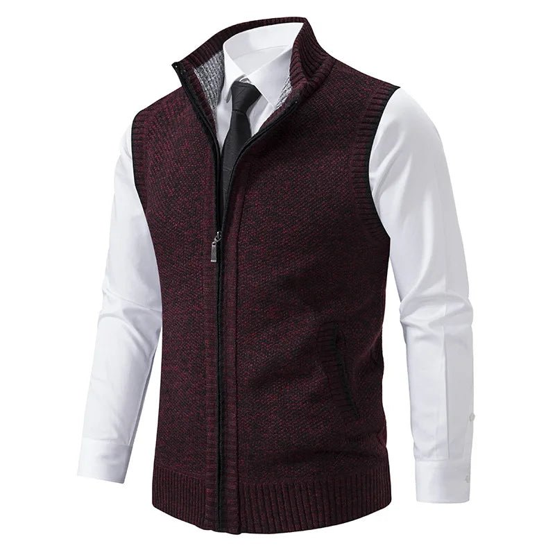 Beaumont Gilet en maille coton mélangé à col roulé, zip robuste et poches à superposer sur une chemise - Hommfer