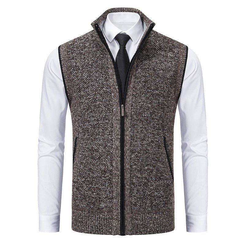 Beaumont Gilet en maille coton mélangé à col roulé, zip robuste et poches à superposer sur une chemise - Hommfer