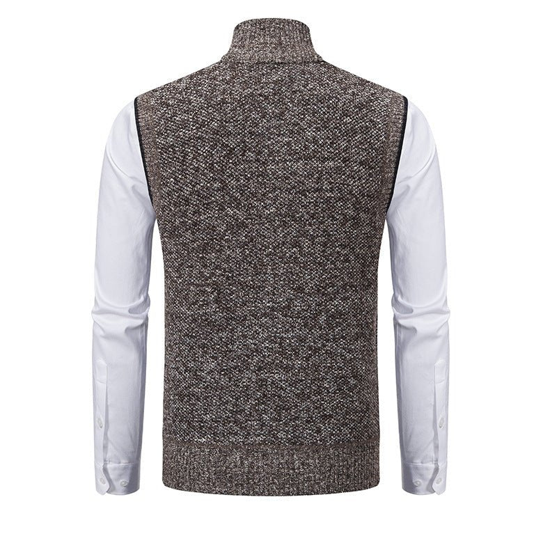 Beaumont Gilet en maille coton mélangé à col roulé, zip robuste et poches à superposer sur une chemise - Hommfer