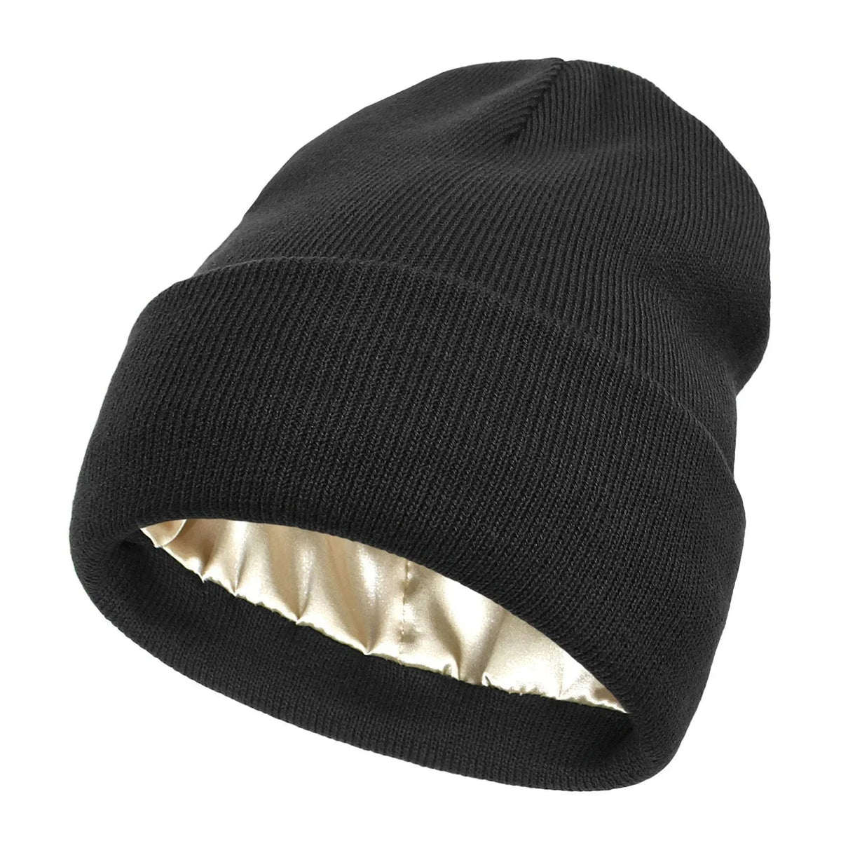 Bonnet en tricot avec doublure en satin anti-frisottis pour cheveux hydratés et sans casse - Hommfer