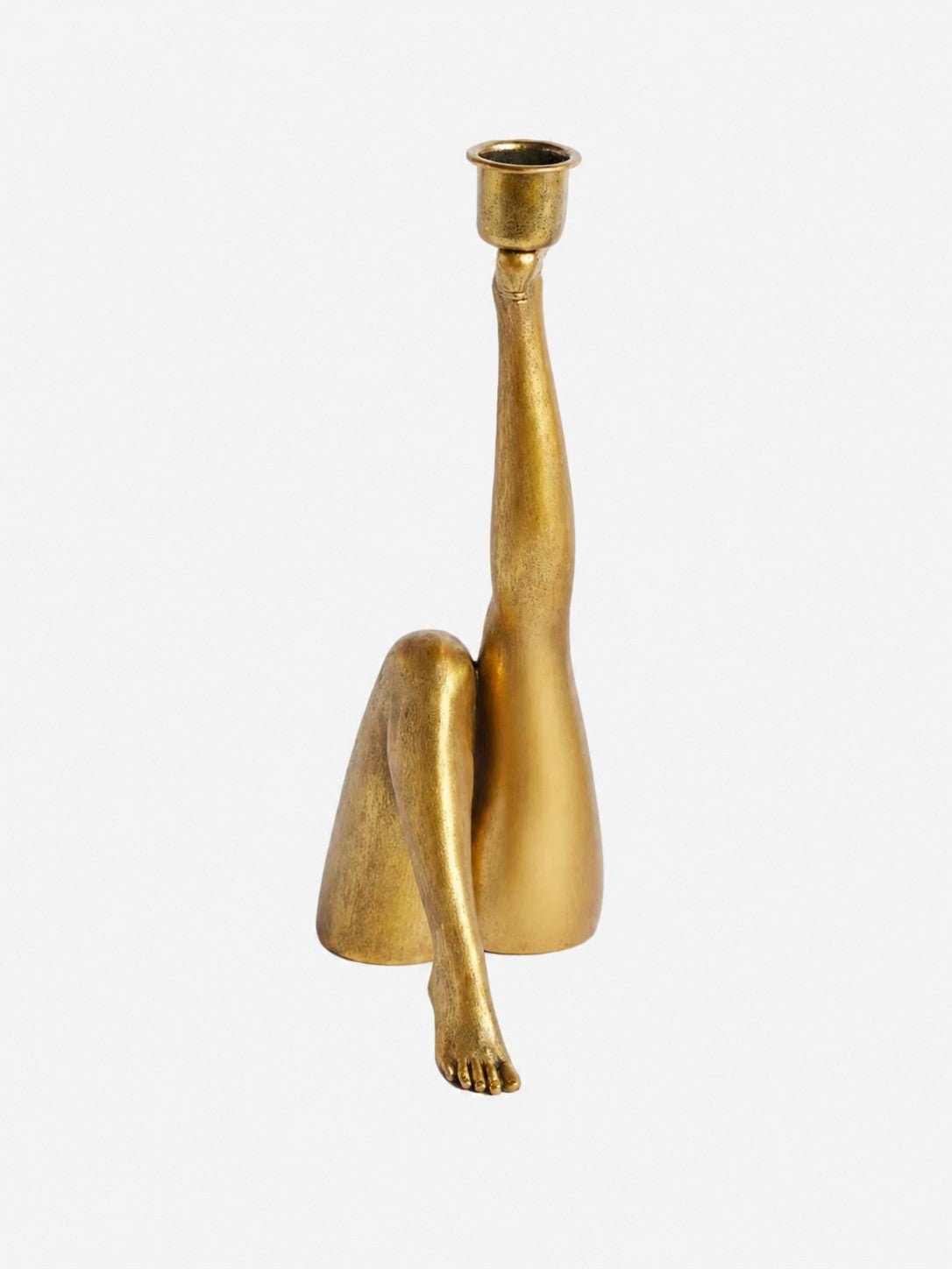 Bougeoir sculptural Kickra avec base dorée pour table de salle à manger et salon - Hommfer