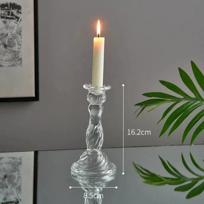 Bougeoirs en verre au design nordique minimaliste pour bougies cylindriques, disponibles en 4 styles - Hommfer