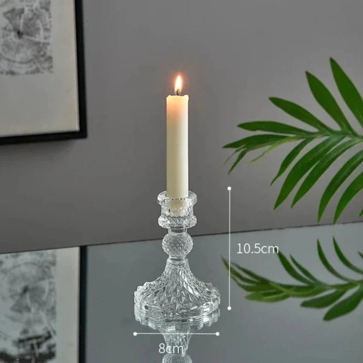Bougeoirs en verre au design nordique minimaliste pour bougies cylindriques, disponibles en 4 styles - Hommfer