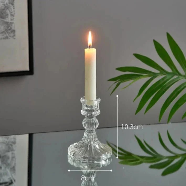 Bougeoirs en verre au design nordique minimaliste pour bougies cylindriques, disponibles en 4 styles - Hommfer