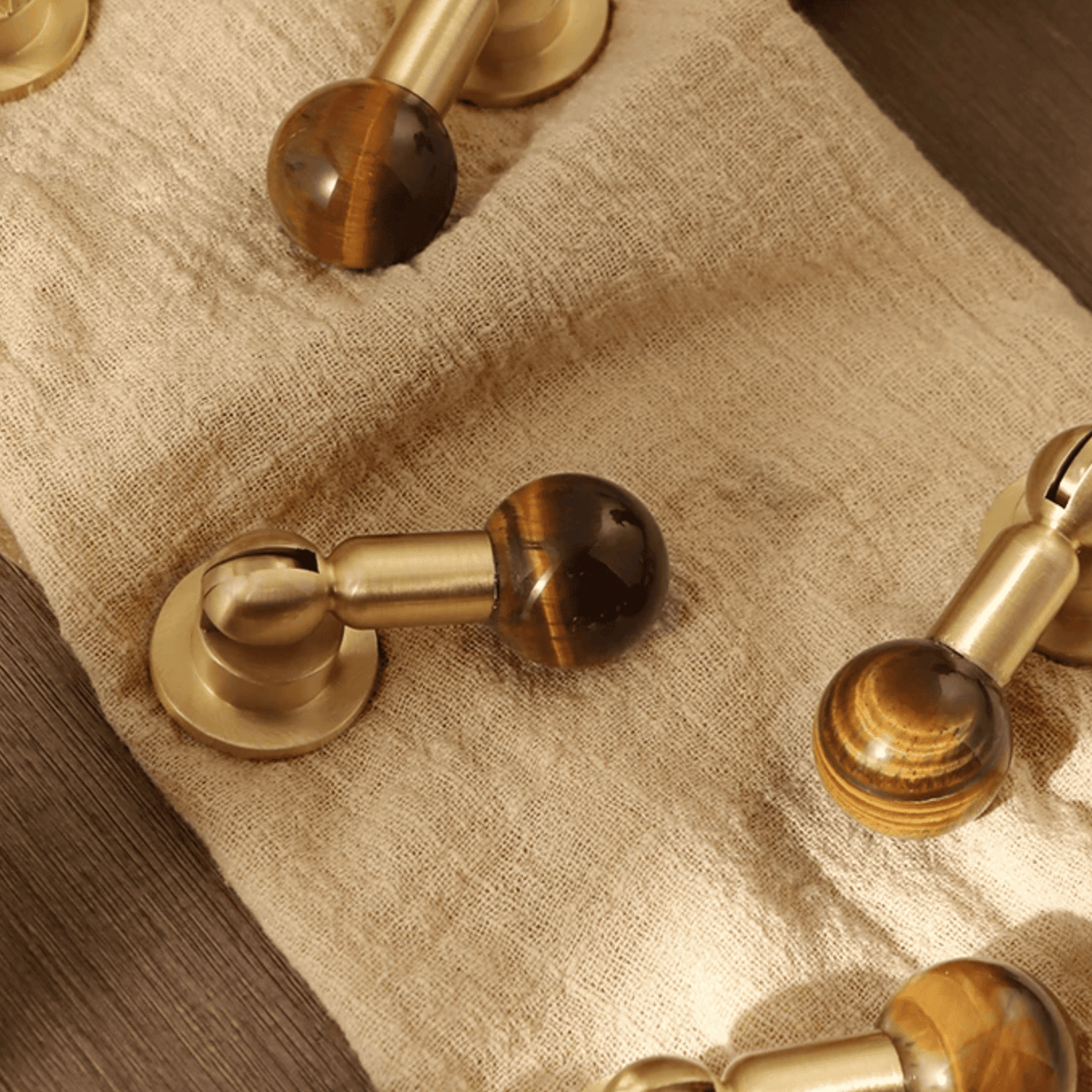 Bouton de meuble en cristal ambre et laiton pour armoires et tiroirs - Hommfer