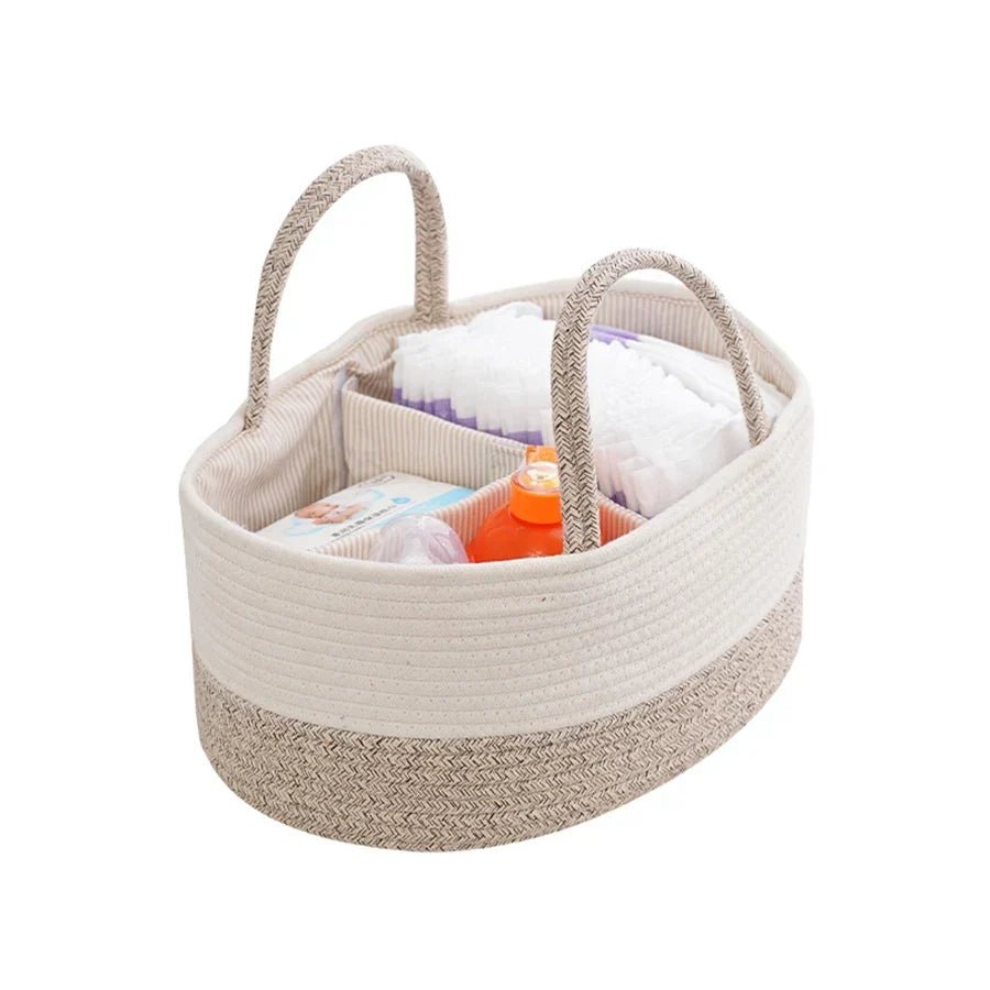 Caddy à couches en coton avec poignées longues et séparateur amovible, 38 x 25 x 17 cm - Hommfer