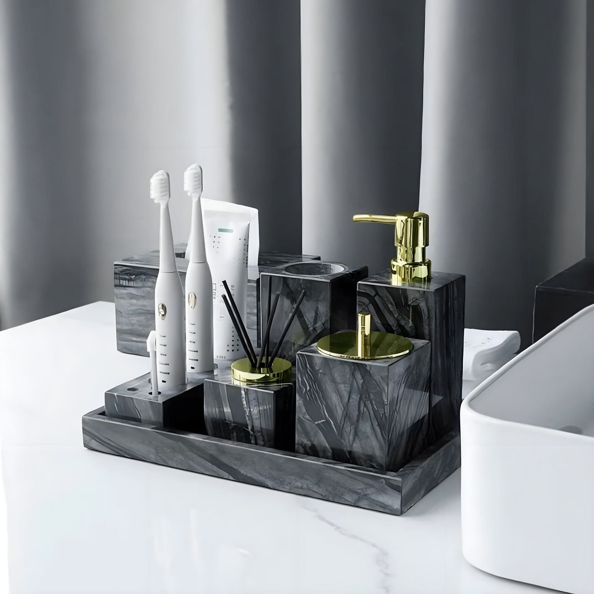 Claude Marble Bathroom Accessories Collection - Hommfer