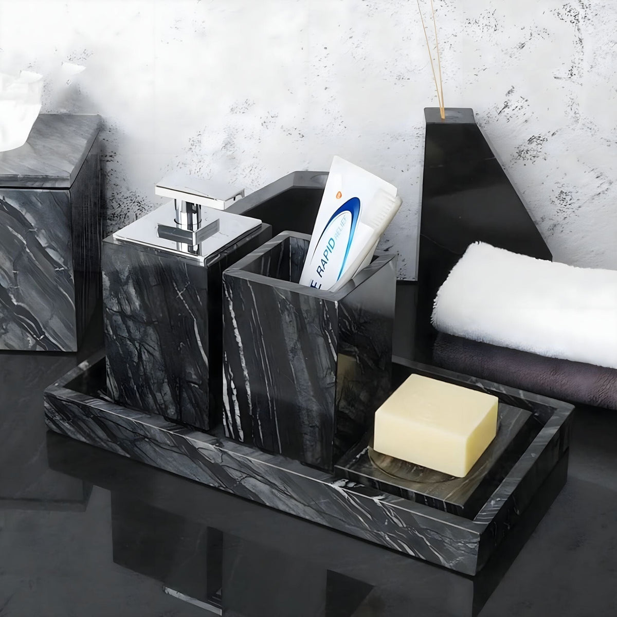 Claude Marble Bathroom Accessories Collection - Hommfer
