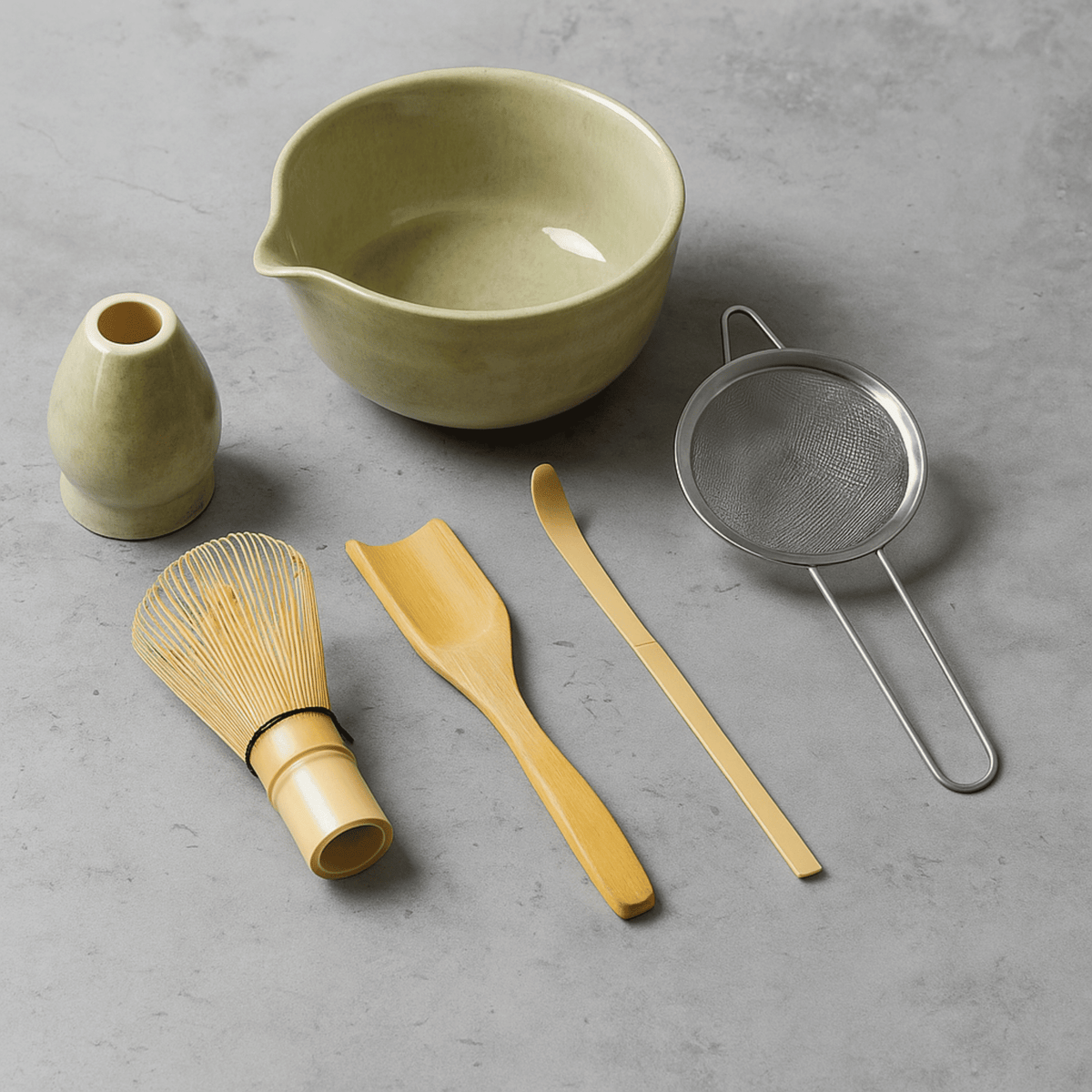 Coffret Matcha 6 pièces avec bol en céramique, fouet et cuillère en bambou pour cérémonie du thé - Hommfer