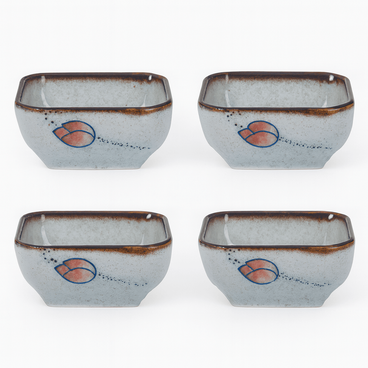 Coupelles carrées en porcelaine à motifs japonais pour sauces, lot de 4, micro-ondes et lave-vaisselle - Hommfer