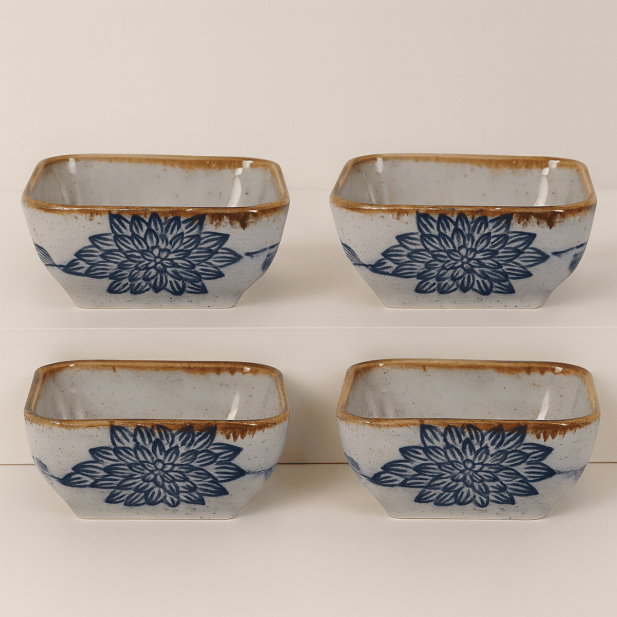 Coupelles carrées en porcelaine à motifs japonais pour sauces, lot de 4, micro-ondes et lave-vaisselle - Hommfer