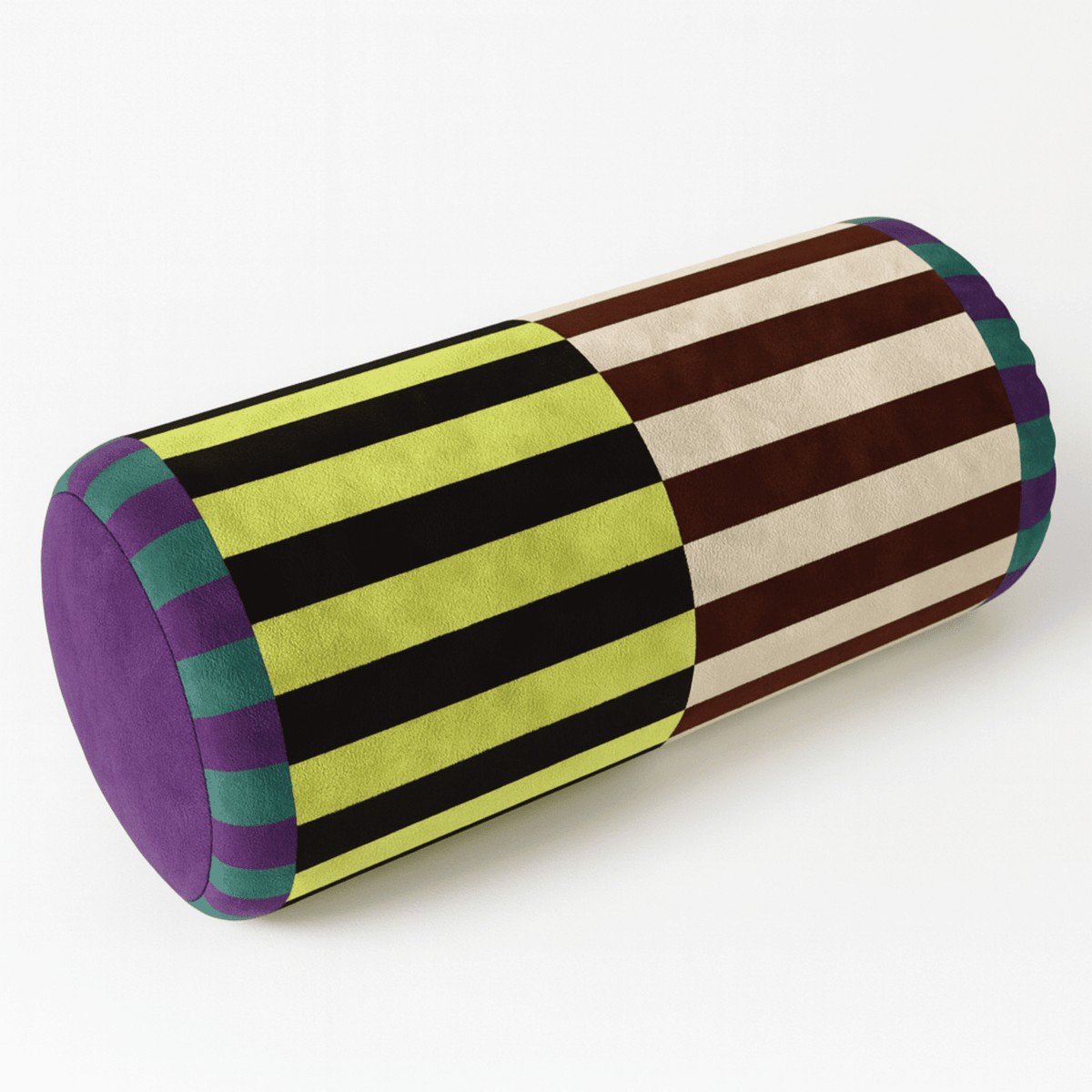 Coussin cylindrique en velours jacquard avec housse amovible et lavable pour le soutien du cou et du dos 20 x 45 cm - Hommfer