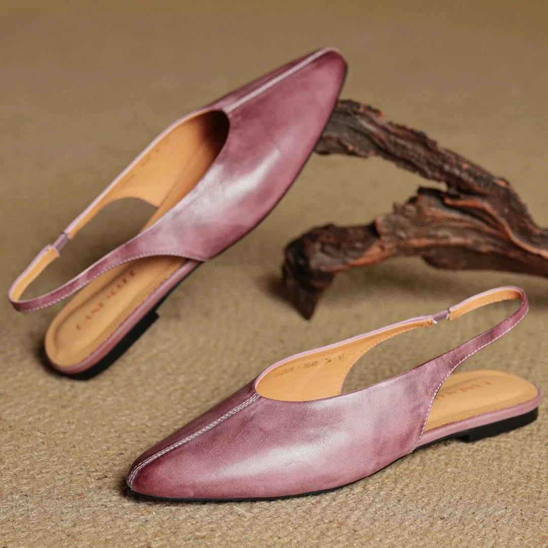 Elara Pointed-Toe Leather Slingback Flat with Padded Insole - Hommfer