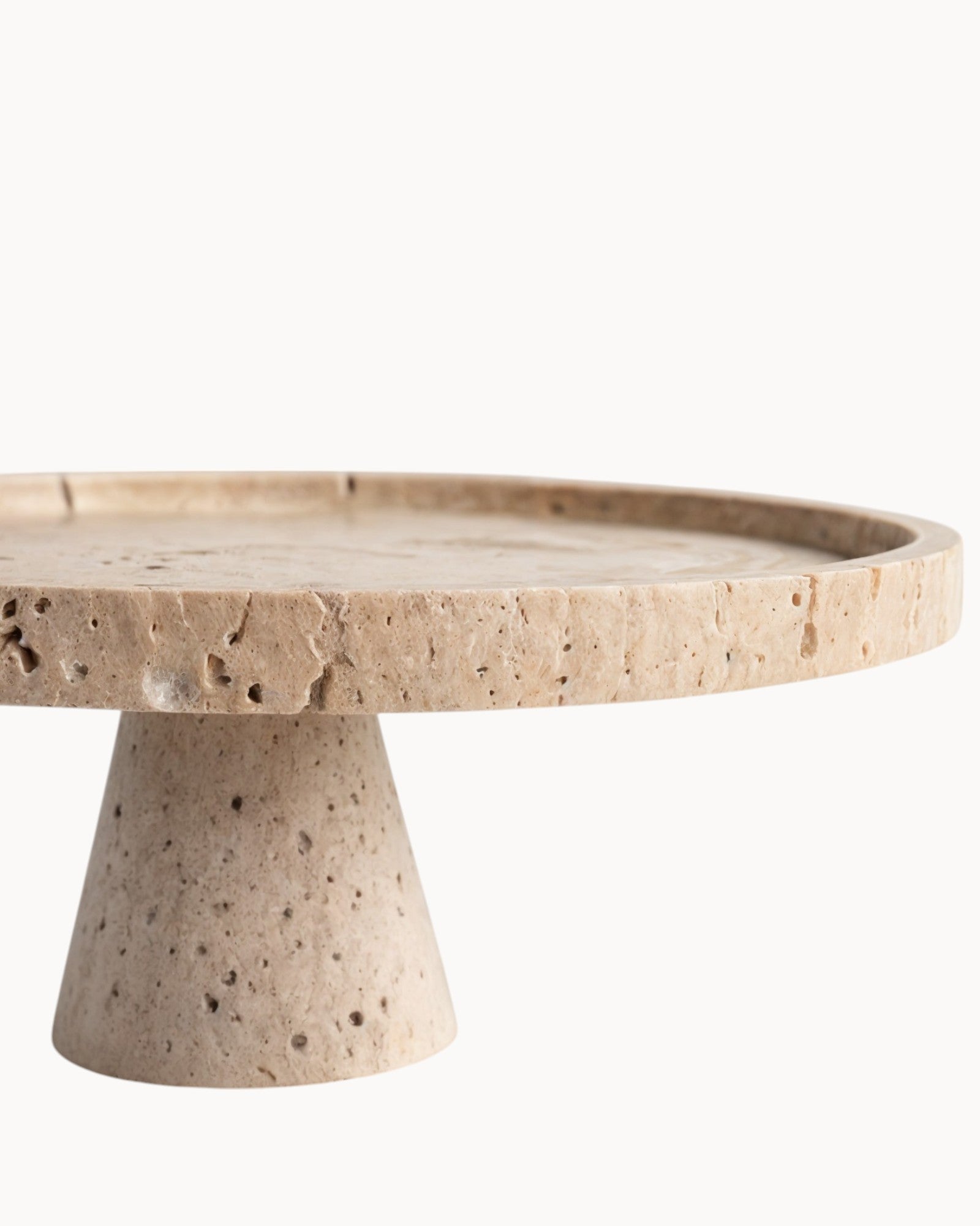 ÉléganceTravertine - Présentoir Gâteau Beige 28cm - Hommfer