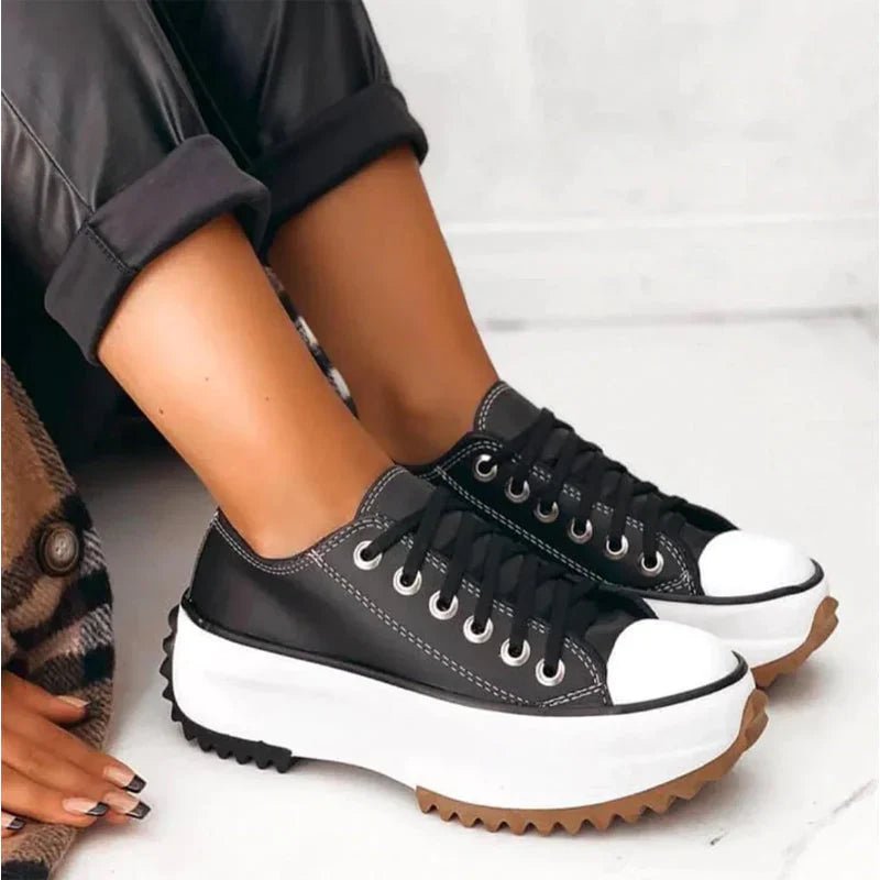 Elowen Canvas Platform Sneakers with Cushioned EVA Footbed and Rubber Sole - Hommfer