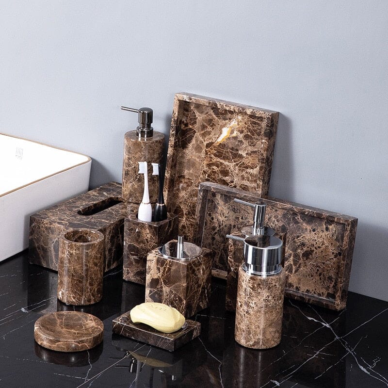 Emperador Dark Marble Bathroom Collection - Hommfer