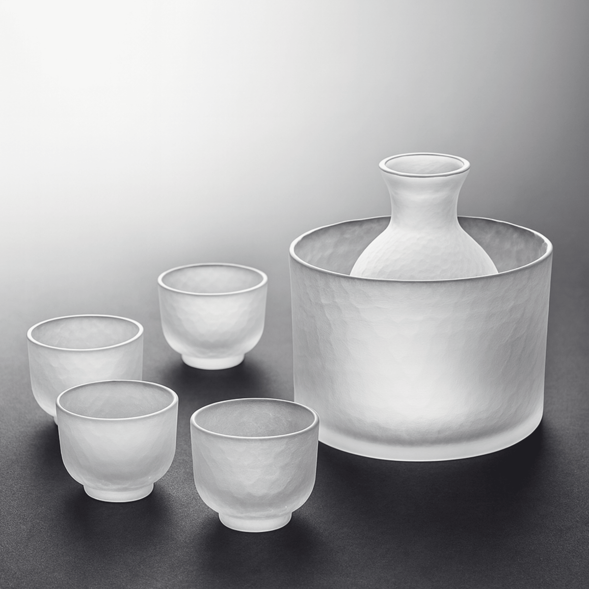 Ensemble 6 pièces pour saké et spiritueux en verre écologique avec carafe, seau à glace et 4 verres, inspiré du Japon - Hommfer
