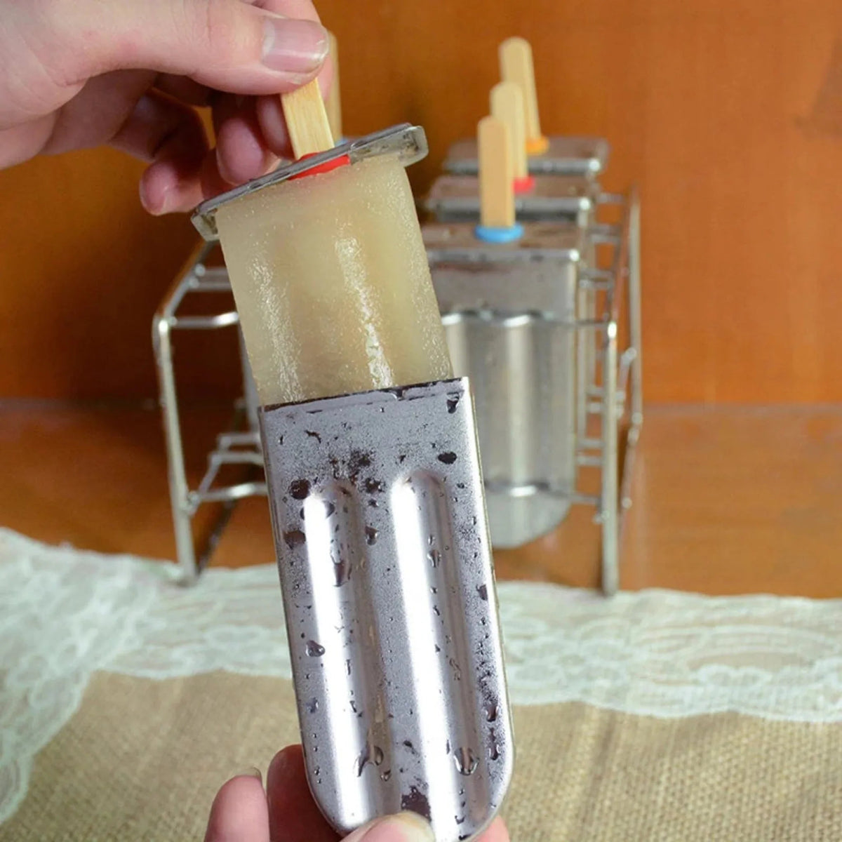 Ensemble de moules à glace en acier inoxydable avec support, 6 ou 10 moules, démoulage facile - Hommfer