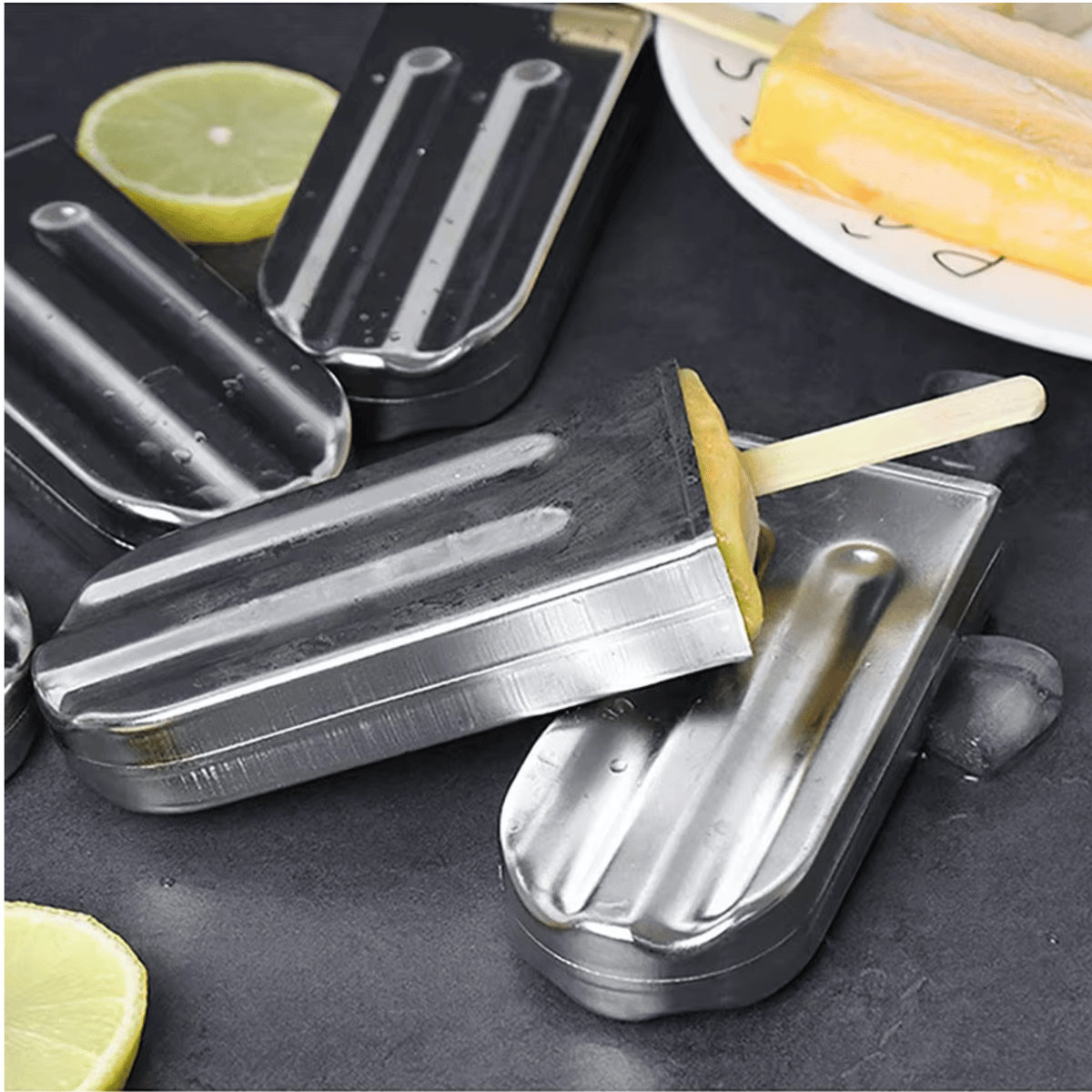 Ensemble de moules à glace en acier inoxydable avec support, 6 ou 10 moules, démoulage facile - Hommfer