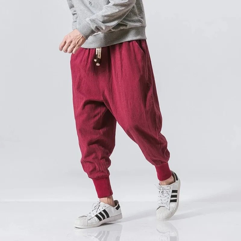 Hommfer - Akio Men's Japanese-Inspired Harem Pants in Breathable Cotton Blend for Everyday Comfort - Hommfer