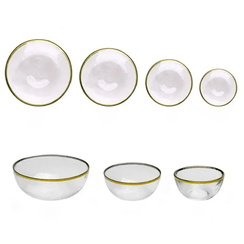 Hommfer – Assiette en Verre avec Bol et Bord Doré - Hommfer