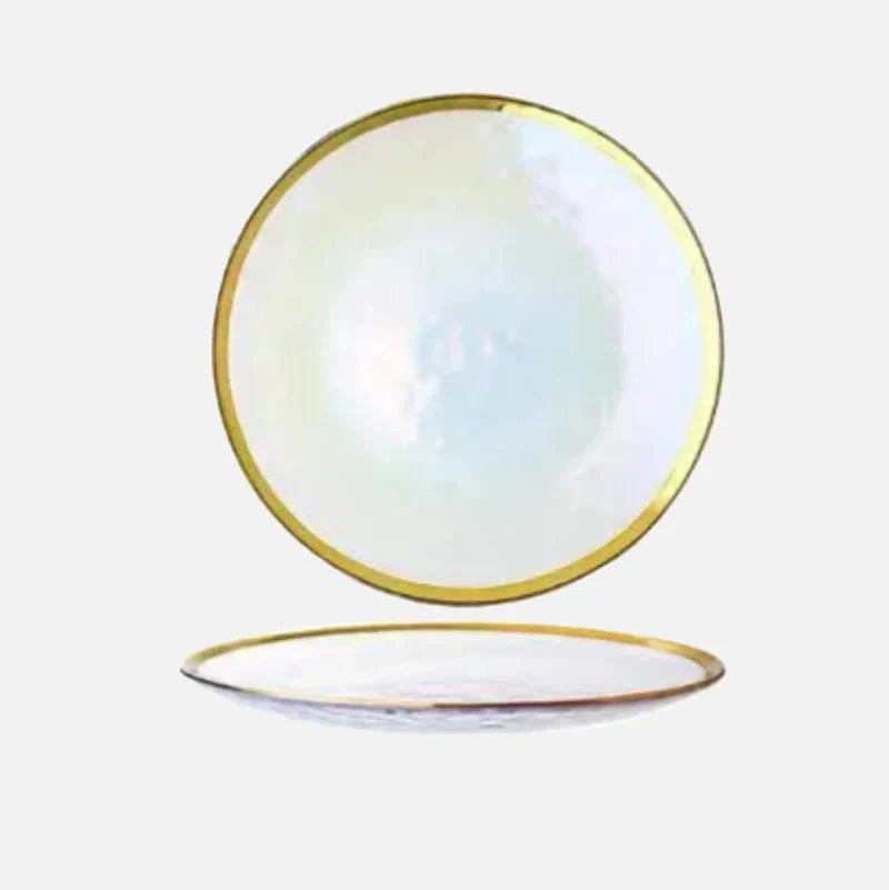 Hommfer – Assiette en Verre avec Bol et Bord Doré - Hommfer