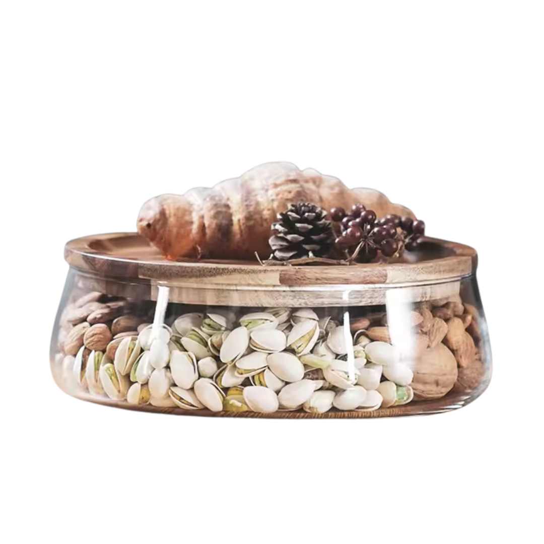 Hommfer - Bocaux en verre avec couvercle en bois - Hommfer