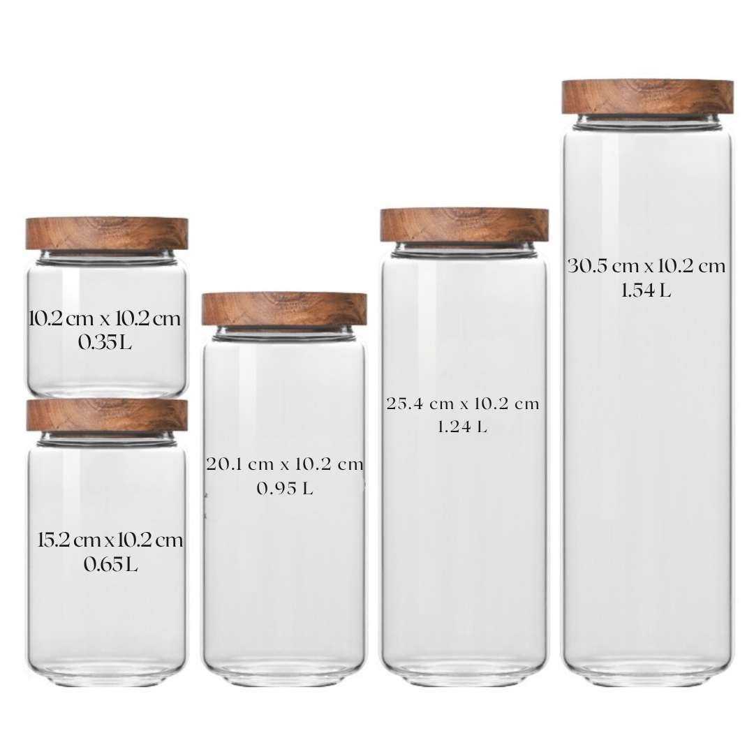 Hommfer – Bocaux en Verre Empilables avec Couvercle en Bois - Hommfer