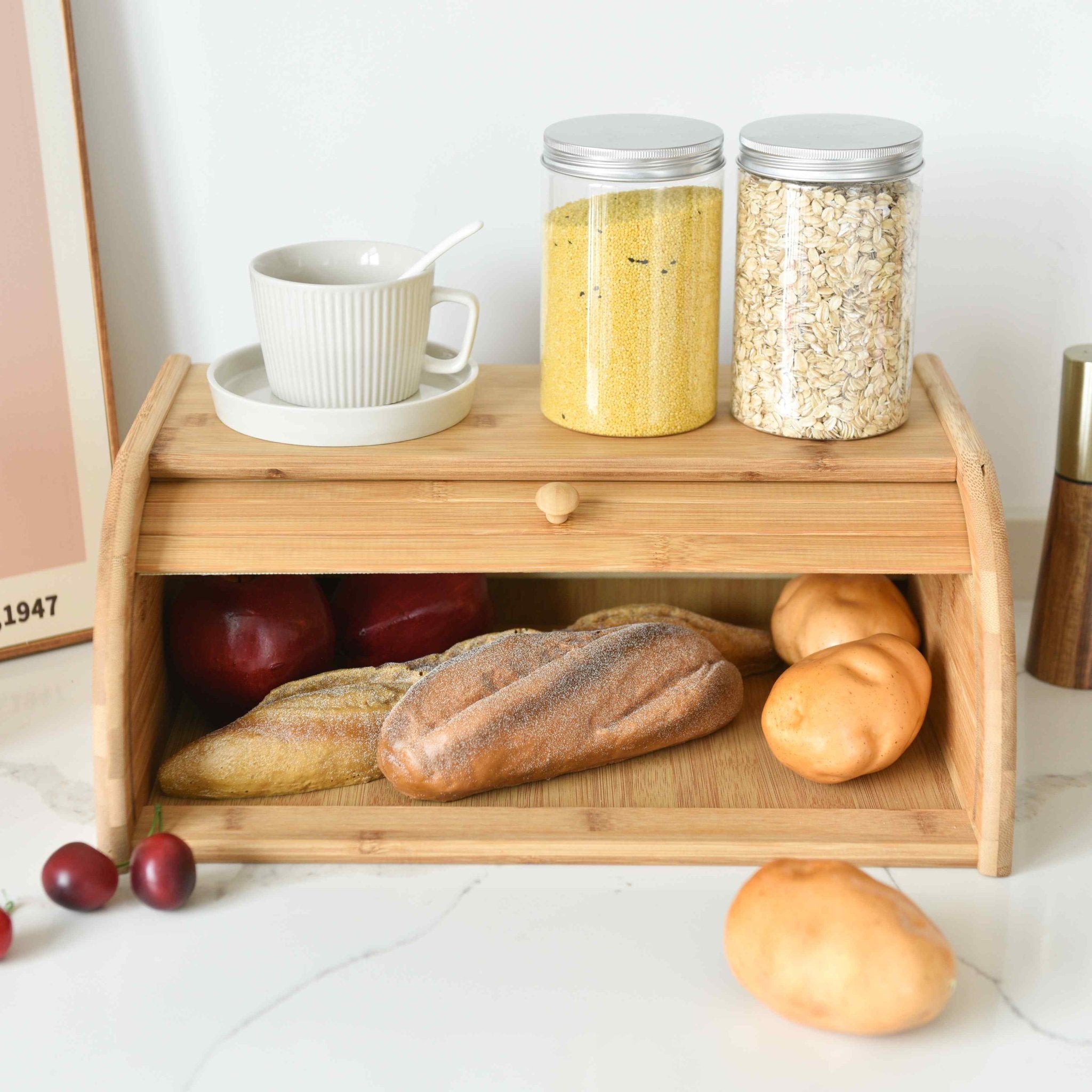 Hommfer – Boîte à Pain en Bois de Bambou avec Couvercle Coulissant - Hommfer