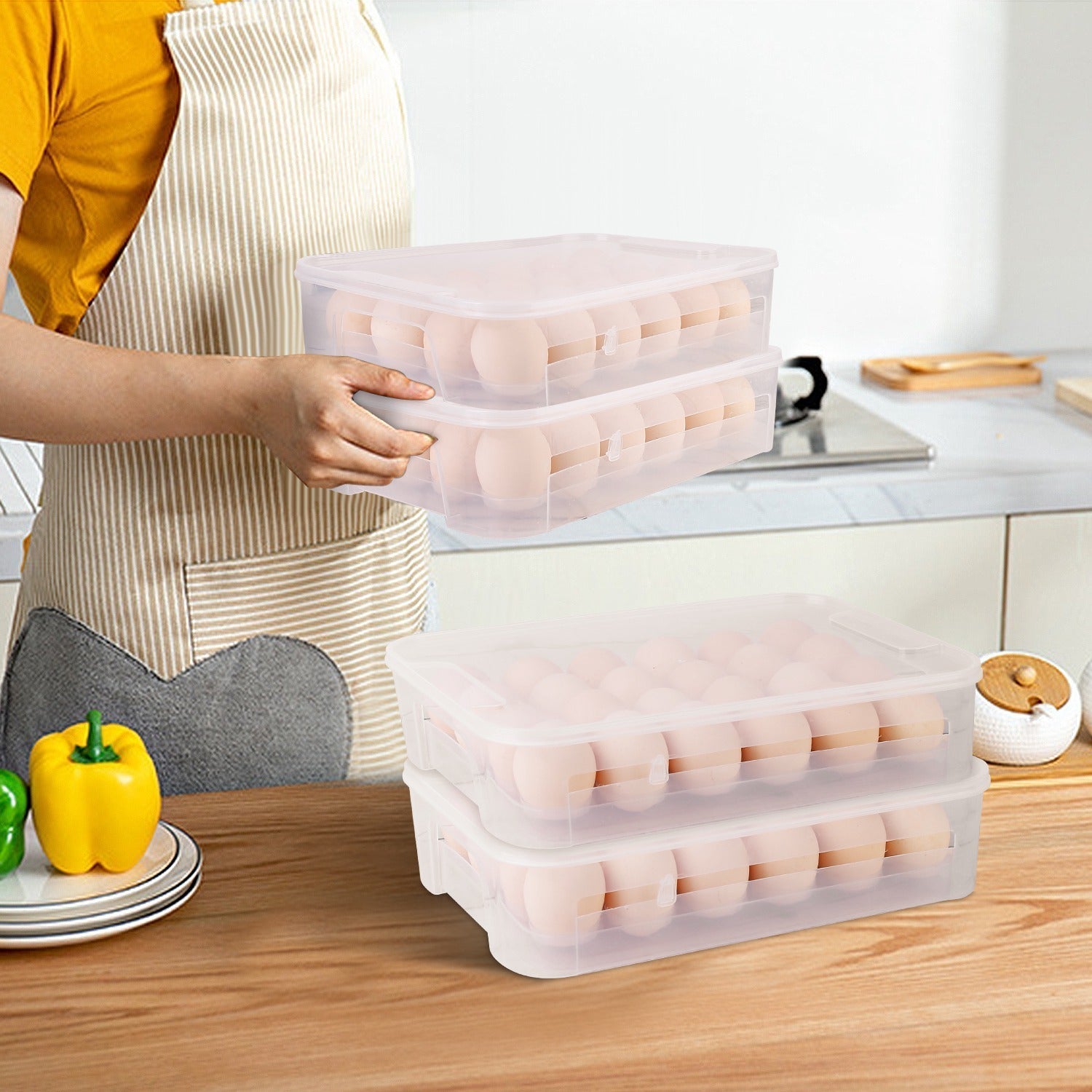 Hommfer – Boîte de rangement empilable pour œufs en plastique (lot de 2) - Hommfer