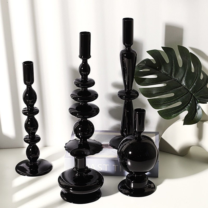 Hommfer – Bougeoirs Élégants en Verre Noir - Hommfer