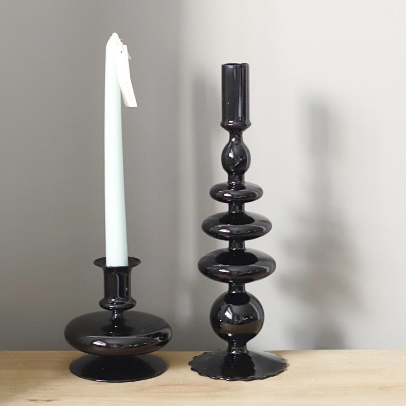 Hommfer – Bougeoirs Élégants en Verre Noir - Hommfer
