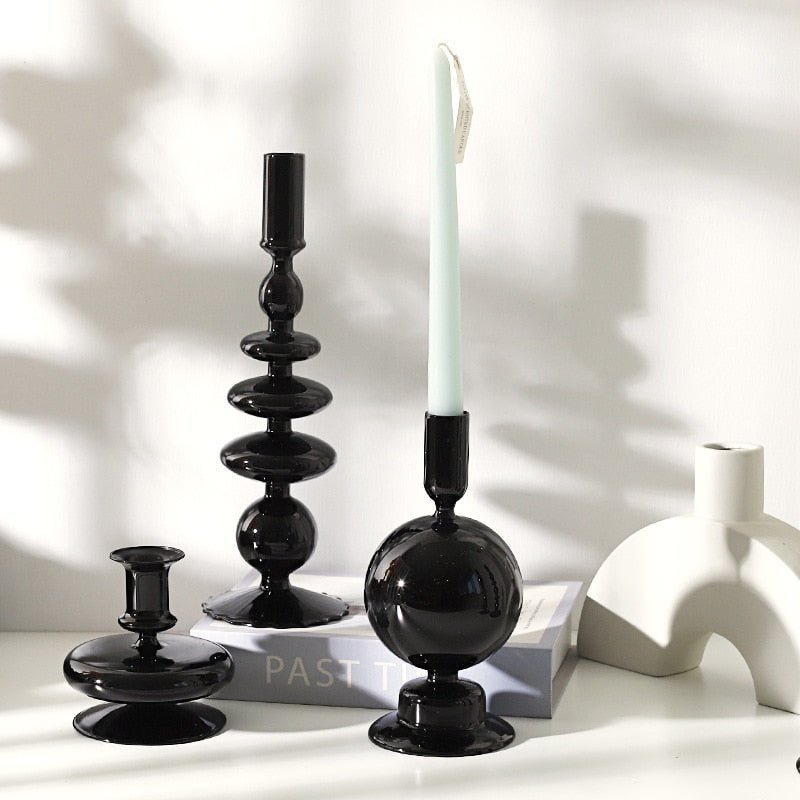 Hommfer – Bougeoirs Élégants en Verre Noir - Hommfer