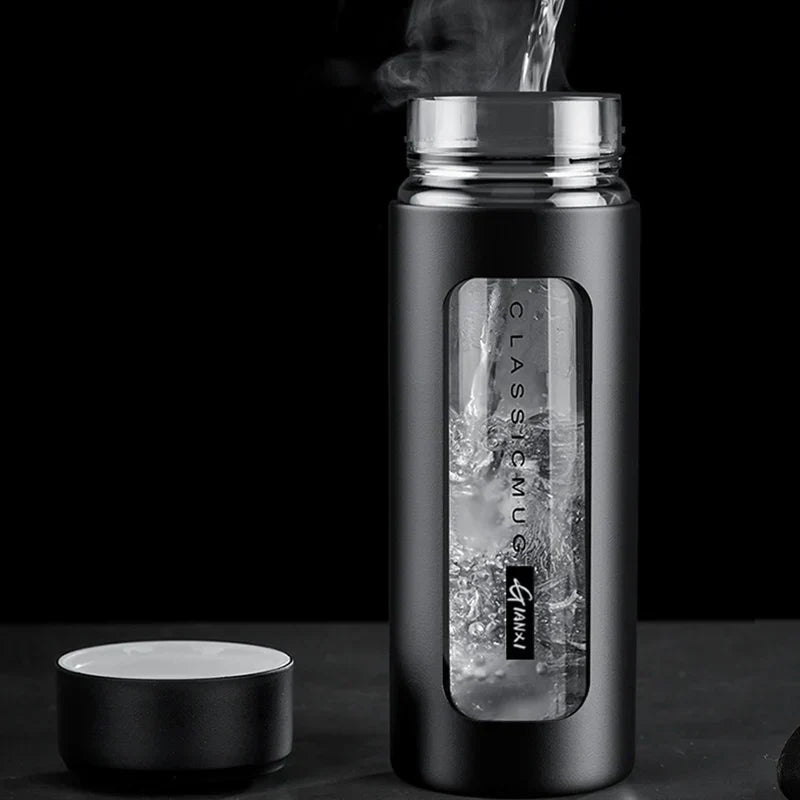 Hommfer – Bouteille en Verre Double Paroi avec Couvercle Isotherme - Hommfer