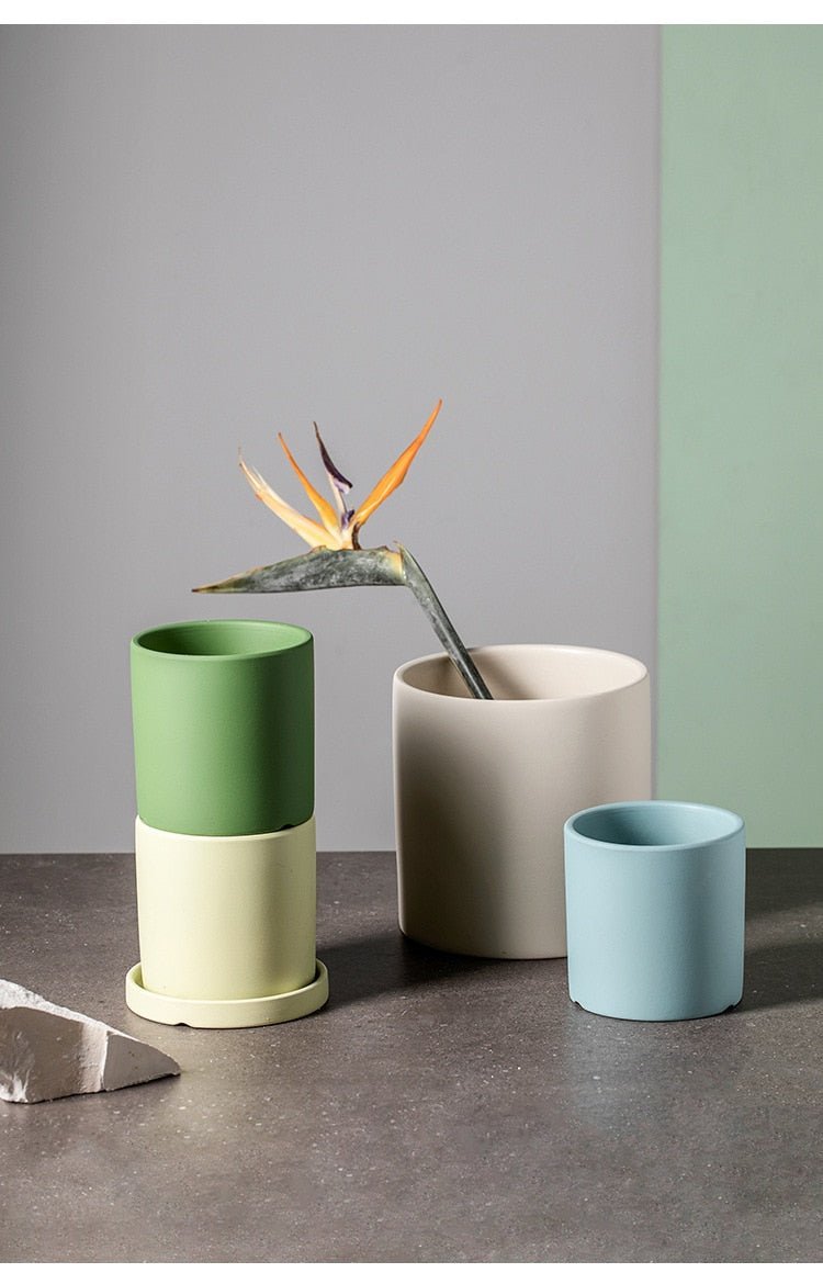 Hommfer – Cache - Pot en Céramique avec Soucoupe - Hommfer