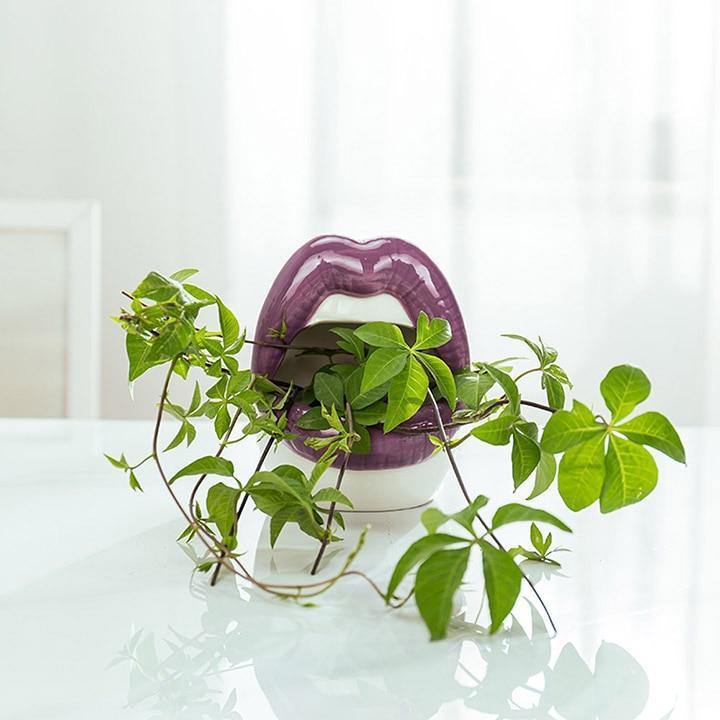 Hommfer - Cache - Pot en Céramique Forme Lèvres pour le Salon - Hommfer