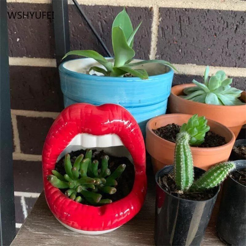 Hommfer - Cache - Pot en Céramique Forme Lèvres pour le Salon - Hommfer