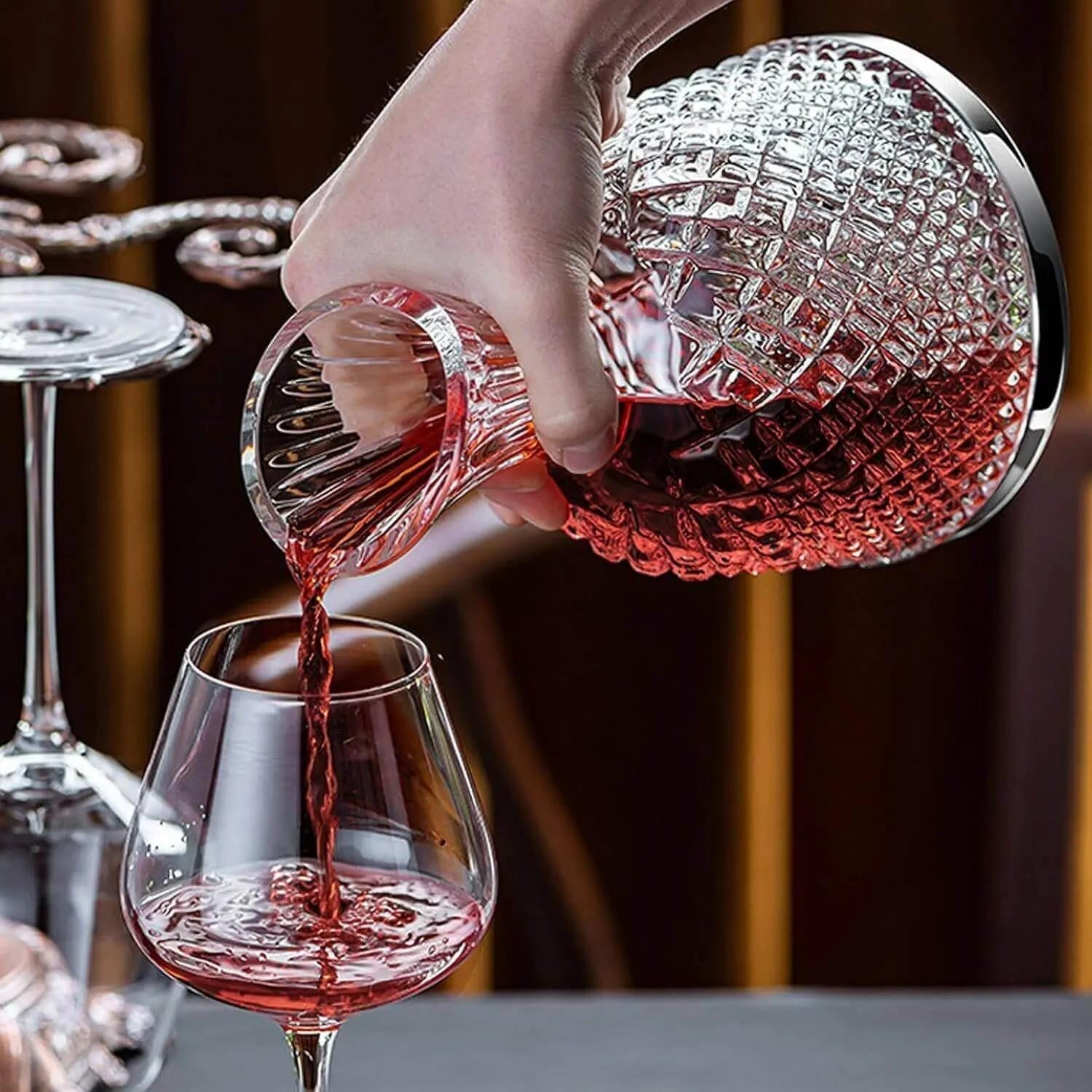 Hommfer – Carafe à décanter rotative et élégante en cristal - Hommfer