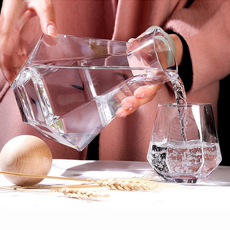 Hommfer – Carafe et Verres en Verre Taillé Style Diamant - Hommfer