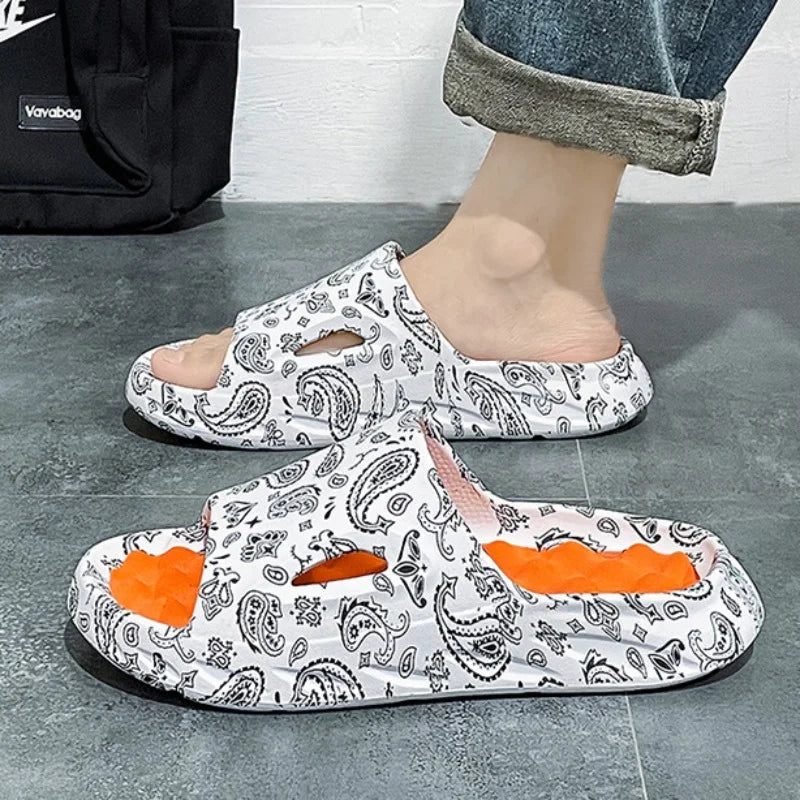 Hommfer - Claquettes Homme Paisley - Semelle Antidérapante & Confort Mousse - Hommfer