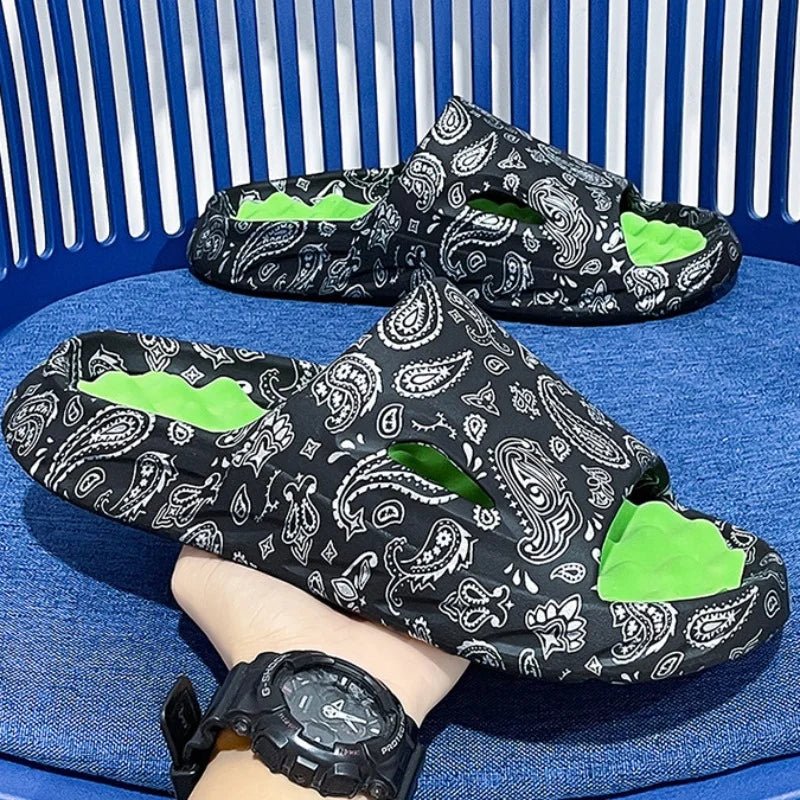 Hommfer - Claquettes Homme Paisley - Semelle Antidérapante & Confort Mousse - Hommfer