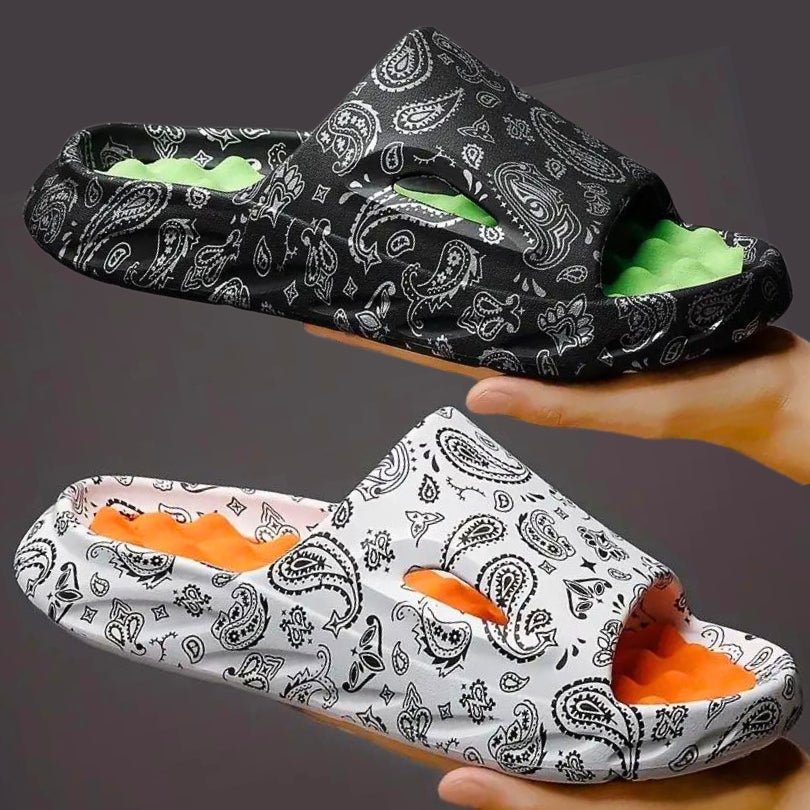 Hommfer - Claquettes Homme Paisley - Semelle Antidérapante & Confort Mousse - Hommfer